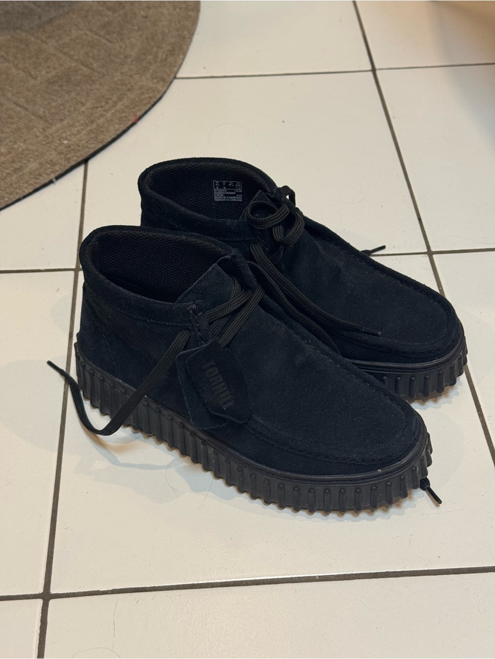 Clarks Black Suede Torhill Hi Boots with Ridged Sole